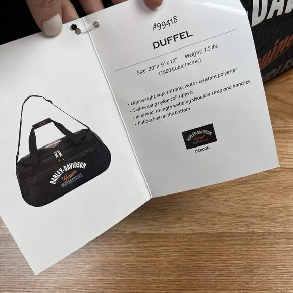 Harley-Davidson Tail of The Dragon Collection Logo Duffel Bag Black Zip NEW - Picture 4 of 14